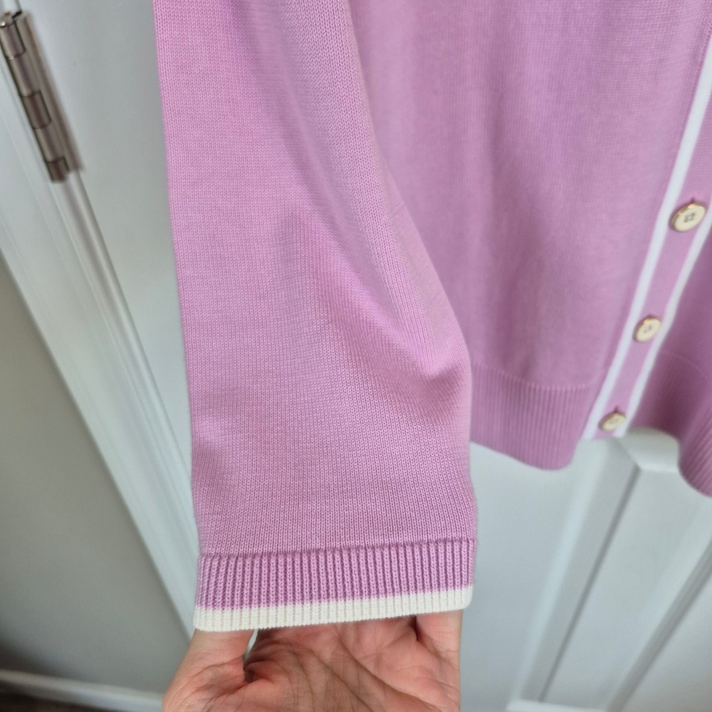 Talbots lavender button down long sleeve cardigan sweater womens large petite - Picture 4 of 8